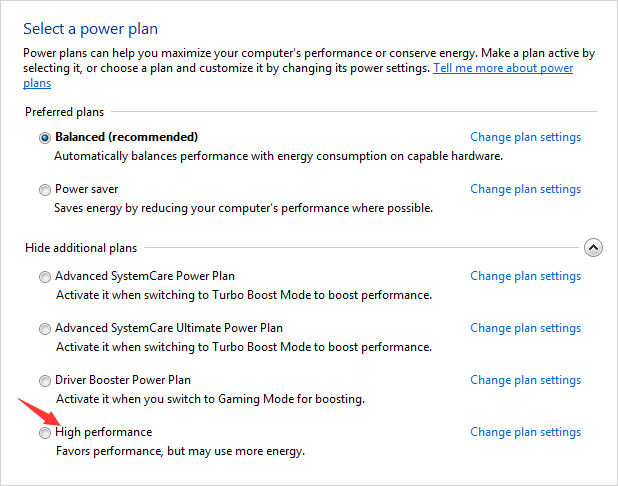 Set the Power Option